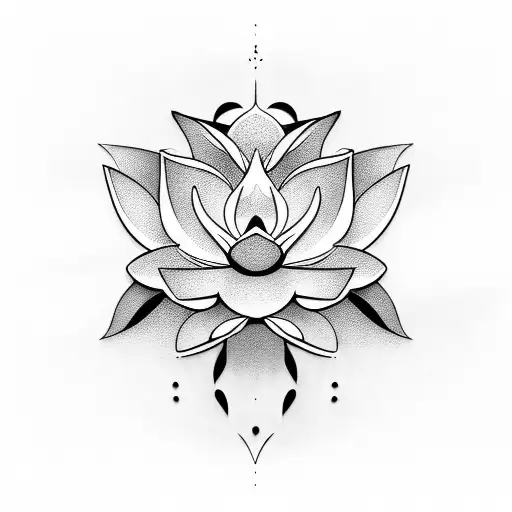 Lotus Flower And Ocean Waves