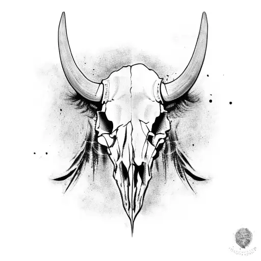 Buffalo Skull With Big Black Eyes With