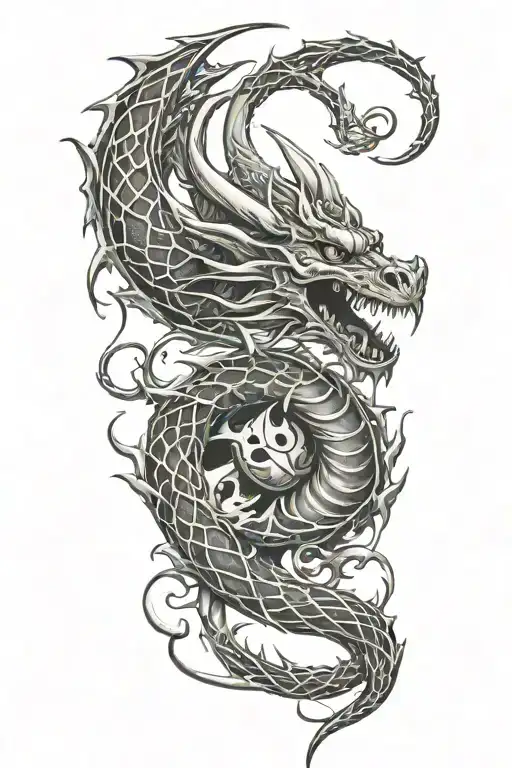 Dragon With Skulls Around