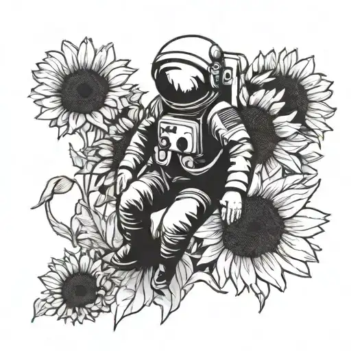 Astronaut In A Sunflower Field