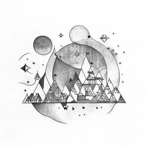 Underwater Cityscape With Pisces Constellation In The Sky