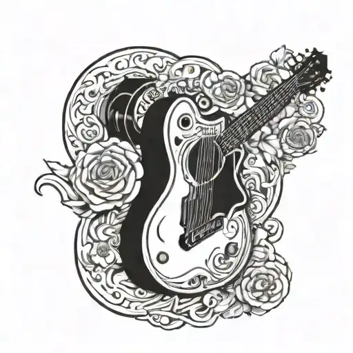 A Gun Morphing Into A Guitar With A Subtle Tennessee State Outline In The Background