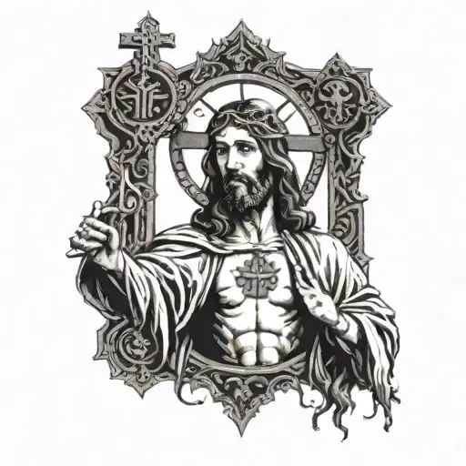 Jesus Christ With Gothic Cross