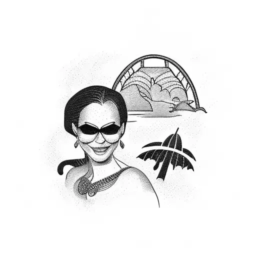 Mom Memorial With A Beach And Beach Chair