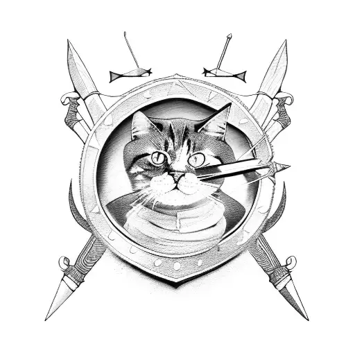 Cat With Sagittarius Bow And Arrow