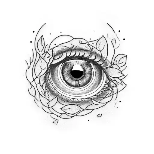 Eye With Nature Geometrical Background