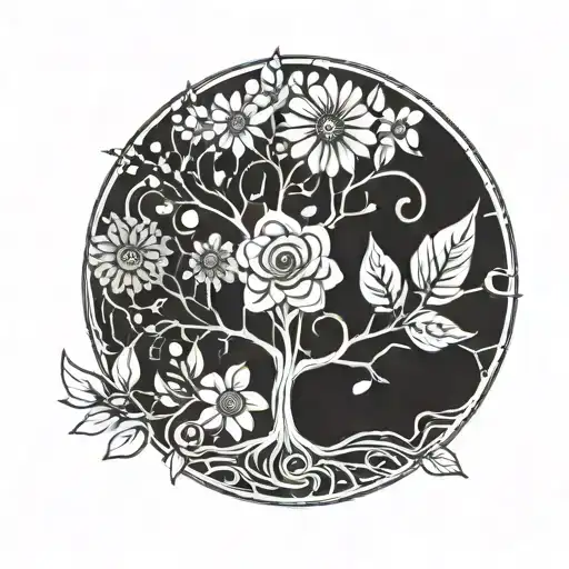 Tree Of Life Lunar Cycle Flowers