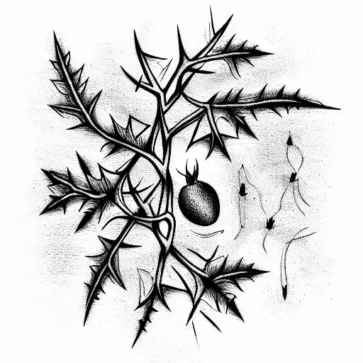 Tomatoes On A Branch With Thorns In A Gothic Style