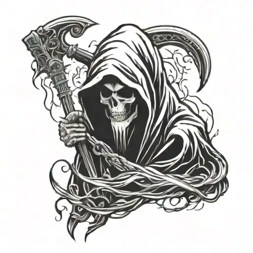 Grim Reaper Holding A Head