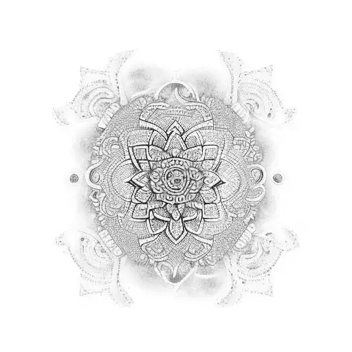 Mandala Ornamental Lacy Tear Drops Wrap Around Leg Calf To Front Splash Of Color Teal And Purple