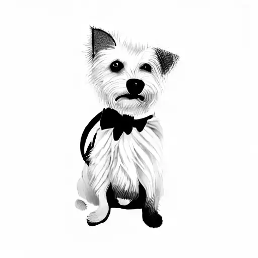 A White Dog Wearing A Bow Tie