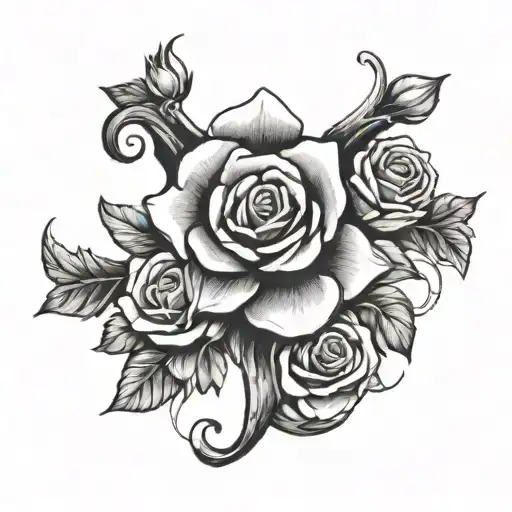 Male Forearm Tattoo With A Cross And Rose Petals