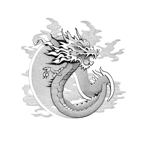 Japanese Dragon With Sun