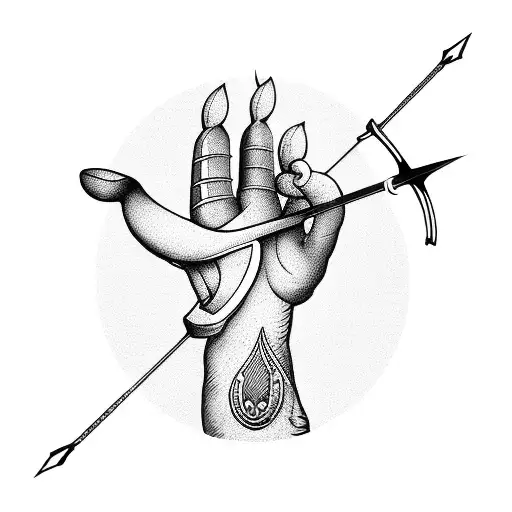 Cat Paw With Sagittarius Bow And Arrow