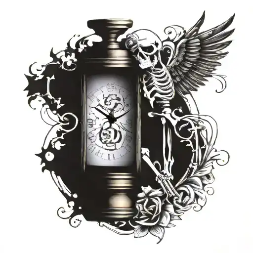 Skeleton Watch With Names On Each Mechanical Part Hourglass Made