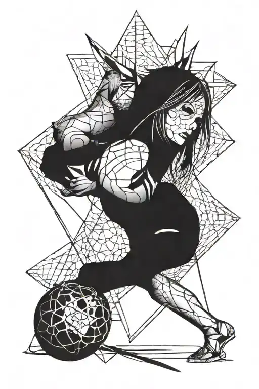 Black And Knee Tattoo With Sharp Outlines