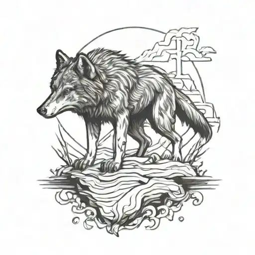 Alone Wolf Crouching