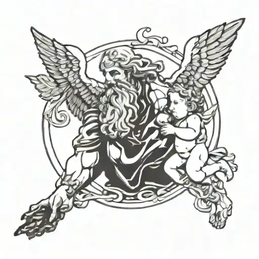 Zeus Holding A Baby Boy Walking