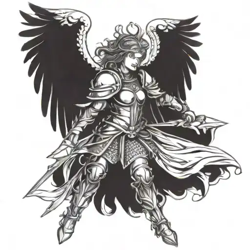 Female Guardian Angel In Medieval Armor