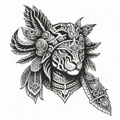 Aztec Jaguar Warrior With Modern Military Gear