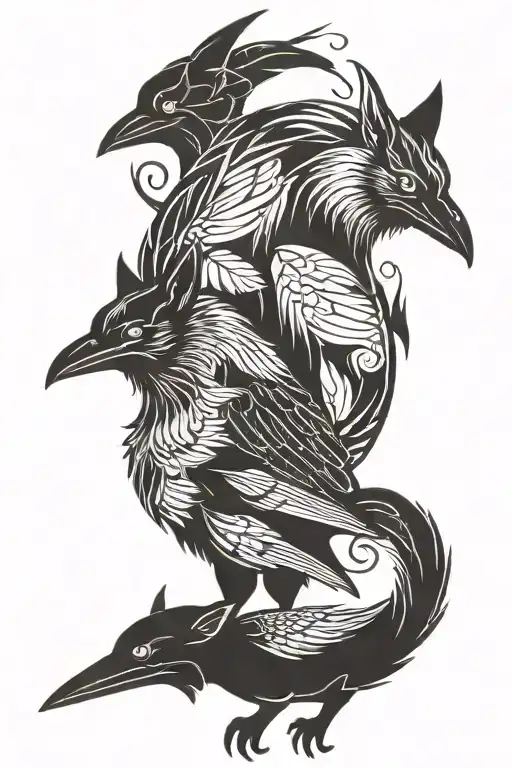 Upside Dark Crow And Dark Fox