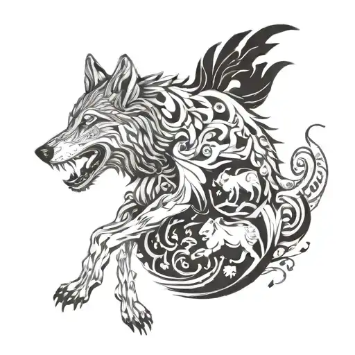 A Surreal Animation Of A Wolf Transforming Into Different Animals In A Walk-cycle