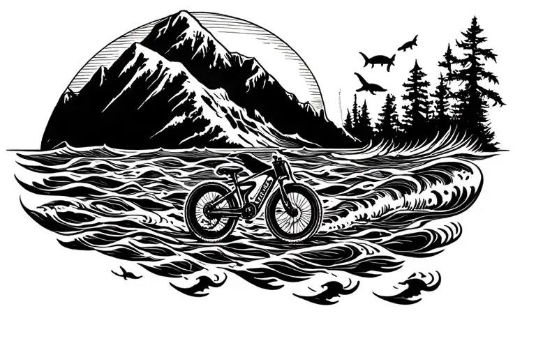 Jeep Mountain Bike Sun Sea Creatures Swimming Gracefully