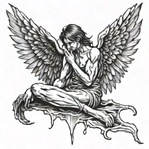 A Fallen Angel Shedding A Tear Resembling Lucifer's Tear