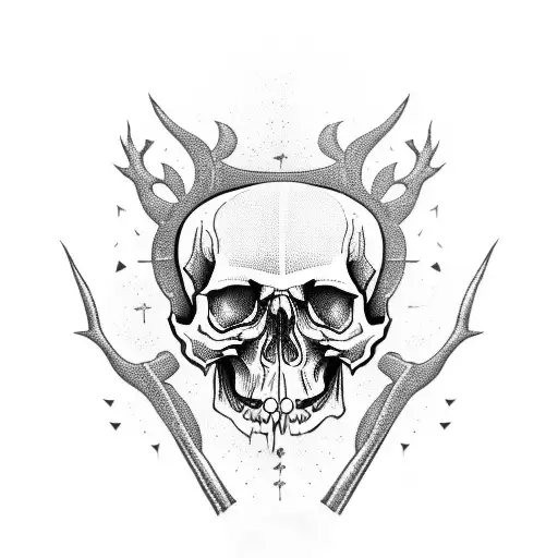 Green Mythology With Skull