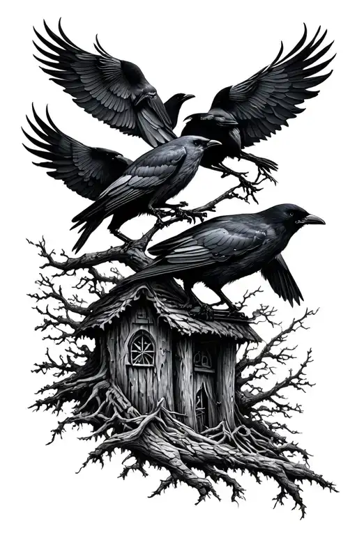 Like Blasty Baba Yaga In A Black Forest With Crows