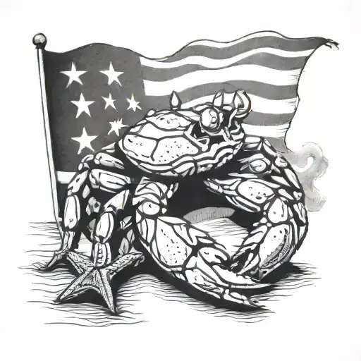 Crab On A Beach Smoking A Cigar Maryland Flag Chesapeake Bay Bridge In Background