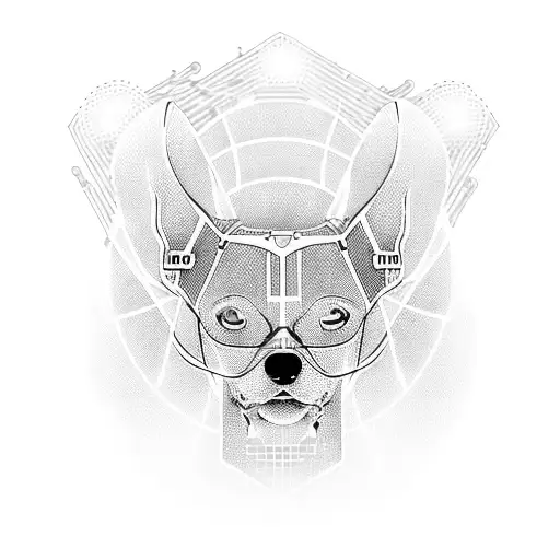 A Futuristic Circuit Board Design Incorporating A Silhouette Of A Dog