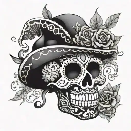 A Vibrant Mexican Sugar Skull Incorporating Elements Of Finance And Pursuing Dreams