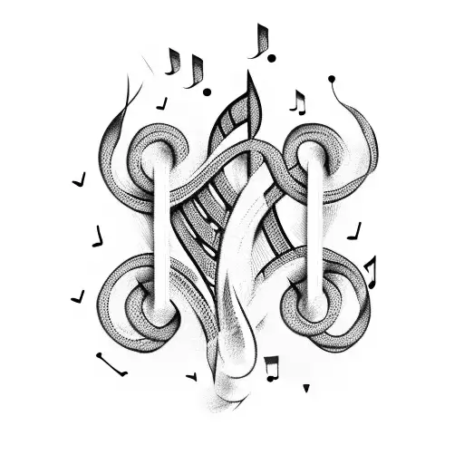 Musical Notes Intertwined With Football Players