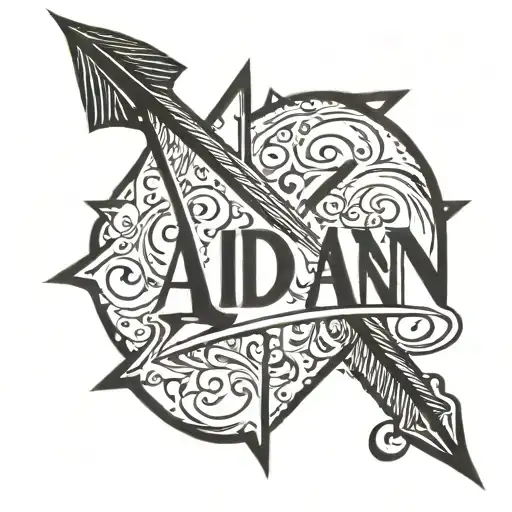 An Arrow With Cursive Writing Saying Aidan In It