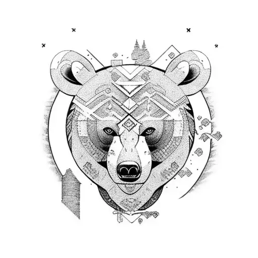 Design A Tattoo Featuring A Majestic Bear Surrounded By Symbols From Norse Mythology