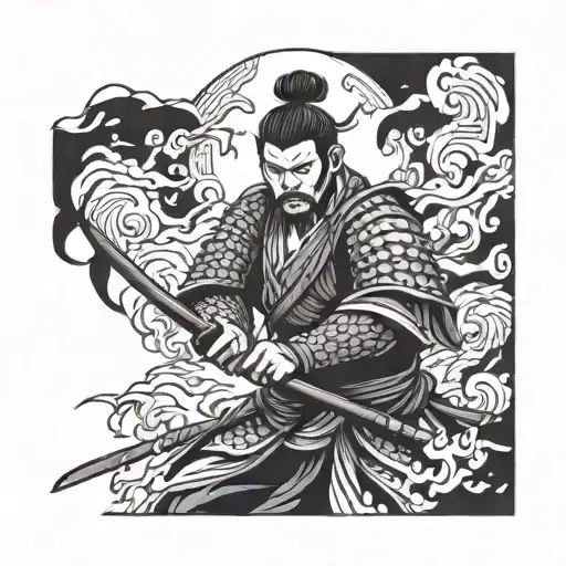 Samurai Surrounded By Flames
