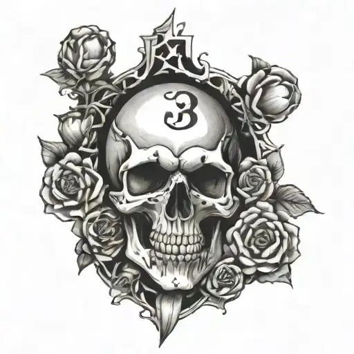 Number 13 And Skull