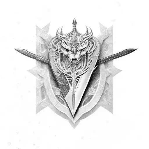 Sword Blade Covered By An Animal At The Tip