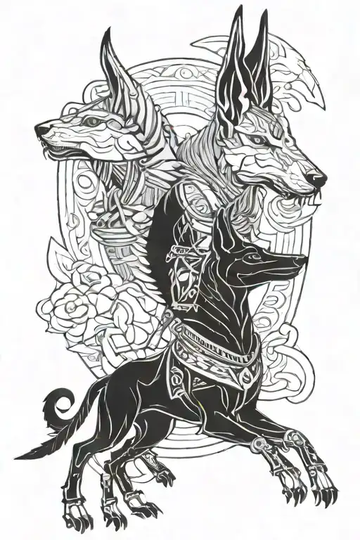 Anubis In The Top And Assasinas And Ware Wolf In Bottom Tatto