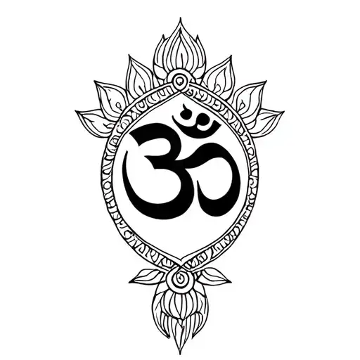 Om Lotus Mandala Design Incorporating Polynesian Tribal Elements