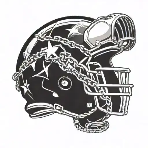 American Football Helmet With Broken Chains