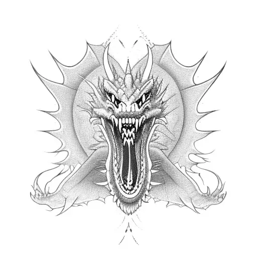 Dragon Flying Down Open Mouth Sevage