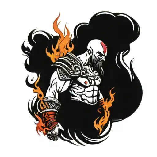 Kratos With Fire Flames