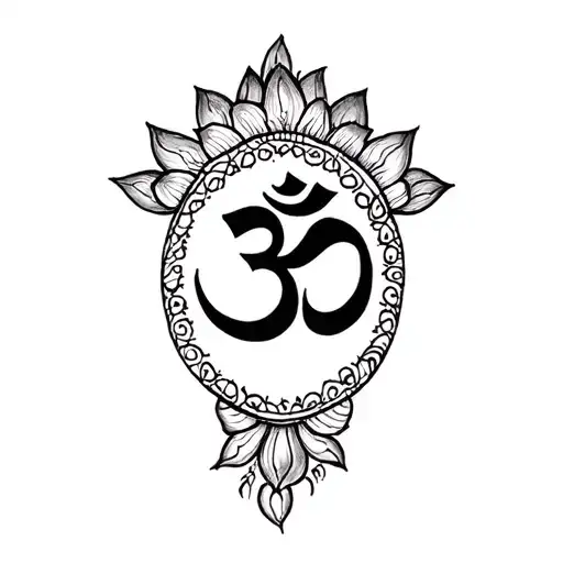 Om Lotus Mandala Design Incorporating Elements