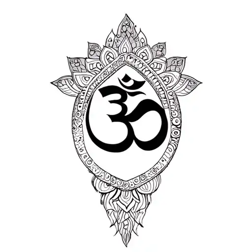 Om Lotus Mandala Design Incorporating Elements