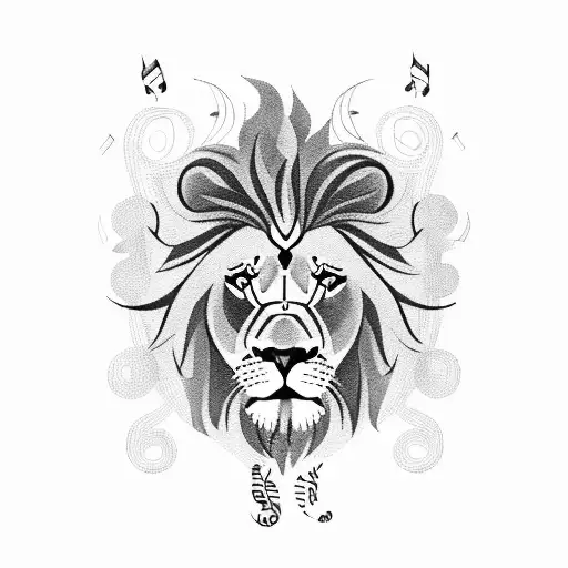 A Lion With Musical Notes Forming Its Mane