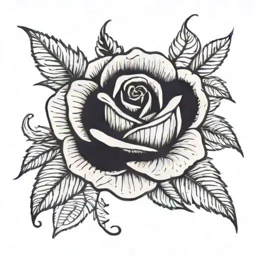 A Rose Tattoo With Maybe Something That Has To Do With Mexico