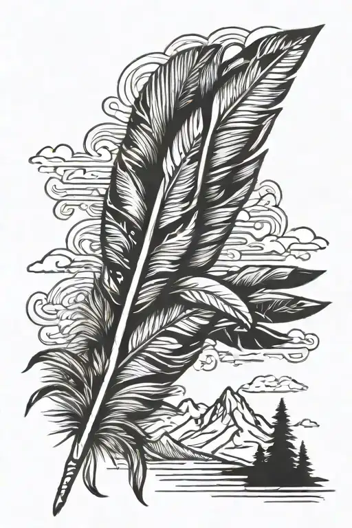 Smoky Mountains With Native American Feathers