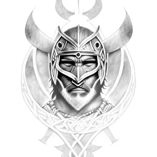 Viking Warrior Wolfman And Valkyrie